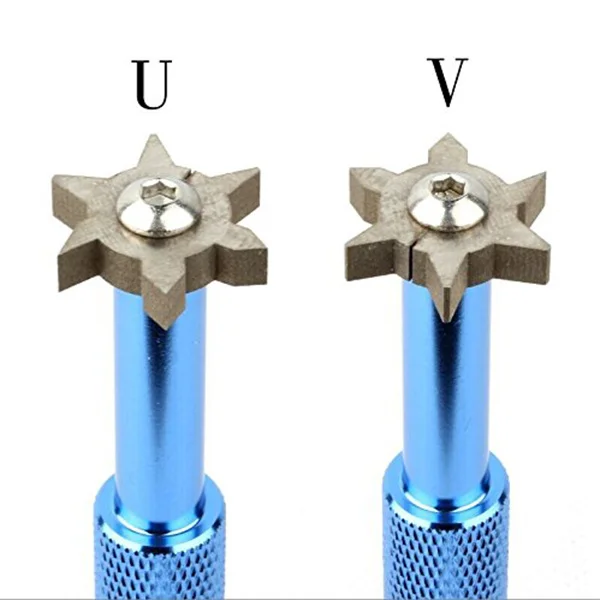 

Club Groove Sharpener Tool 6 Cutters Red Adjustable Large Grip for Backspin Ball Control Utility Clubs Regrooving