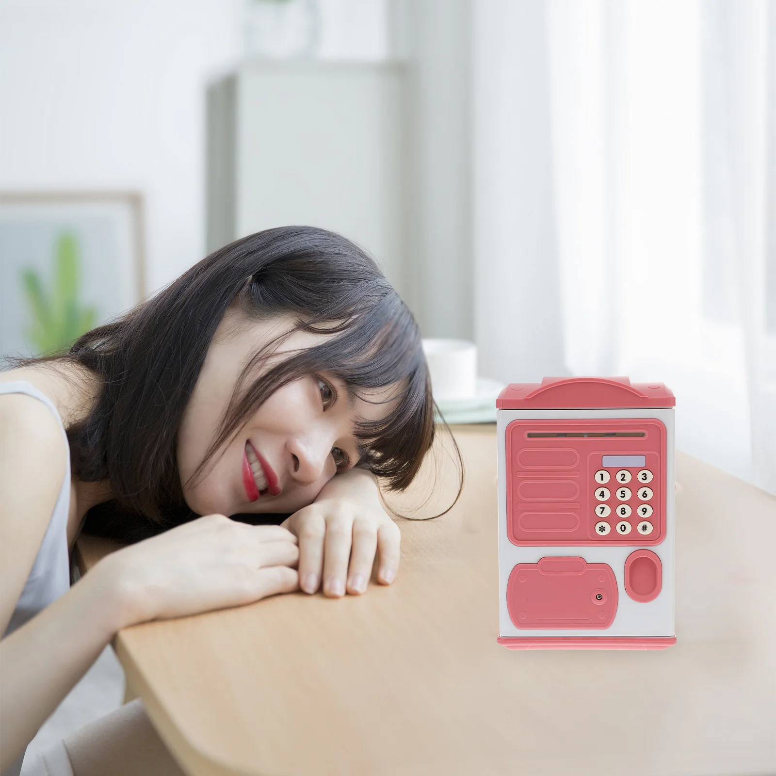 กระปุกออมสินสำหรับเด็กพร้อมเซ็นเซอร์ลายนิ้วมือ กระปุกออมสินพลาสติกคุณภาพสูงสำหรับการออมรายวัน ฟังก์ชั่นฝากอัตโนมัติ สามารถรีเซ็ตได้ 4