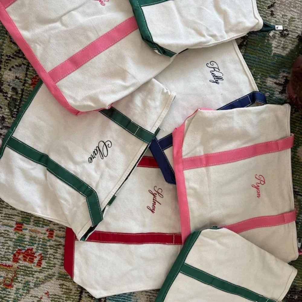 Embroidered Name Tote Bag, Fashion Custom Txet Canvas Tote Bag, Boat Tote, Beach Bag, Personalized Bridesmaid Gifts,Party Gifts view 3