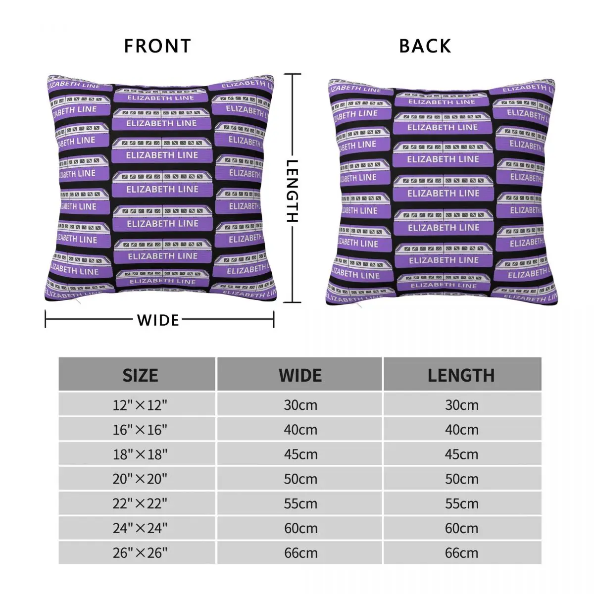 Elizabeth Line Purple Train Square Pillowcase Polyester Linen Velvet Creative Decorative Pillow Case Home Cushion Cover 45x45