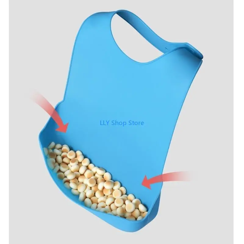 T8UD العملي مريلة سيليكون قابل للغسل الأكل المعونة الطعام حامي الصلبة تغذية ملابس التجشؤ مريلة الترويل للبالغين كبار السن