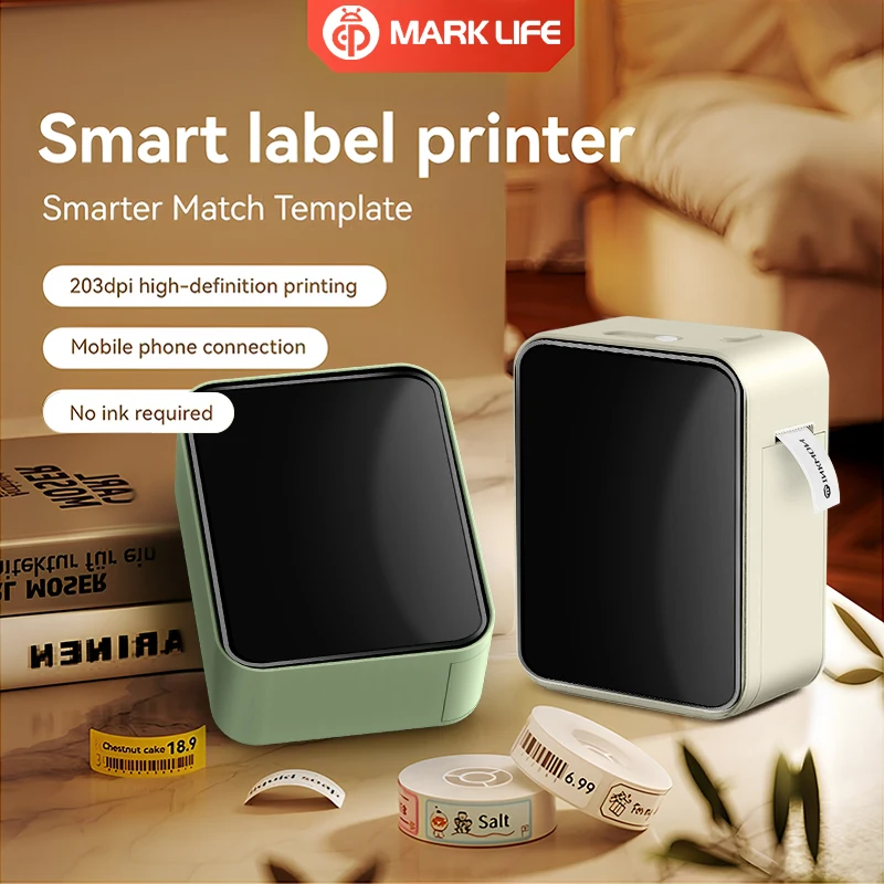 Marklife Mini Thermal Label Printer P15 Bluetooth Adhesive Label Printer For Kitchen School Office To Gift/Diy Creative/Marking