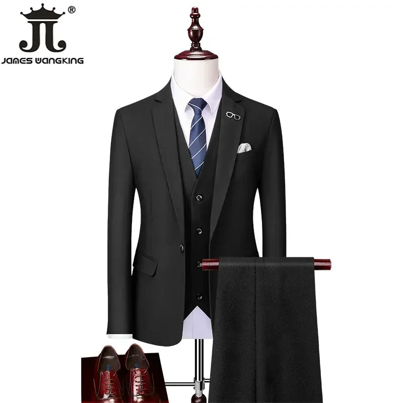 Blazer and Vest and Pants Boutique Fashion Solid Color Men's Casual Formal Office Business Suit Groom Wedding Dress Party Suit