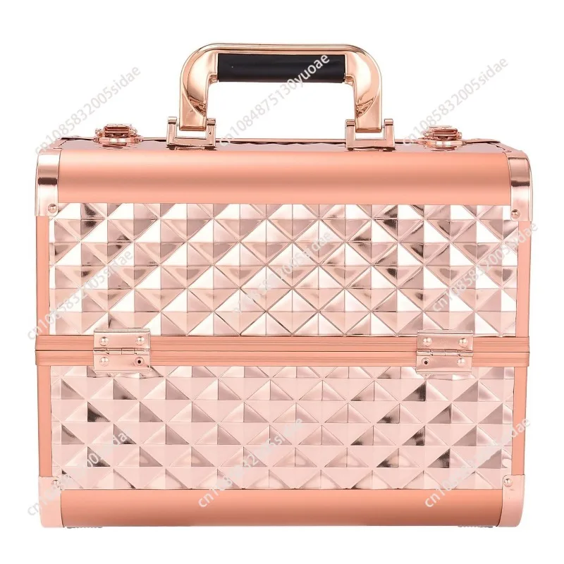 Rose gold large two-layer four-box cosmetic case