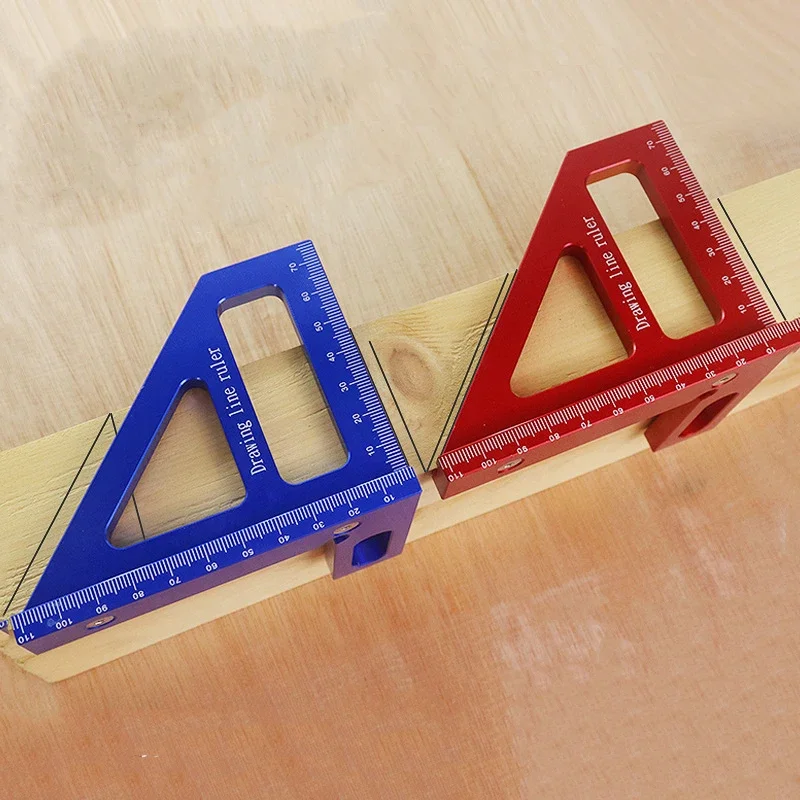 110mm 3D Woodworking Square Aluminum Alloy 45 90 Degree Marking Gauge Carpenter Triangle Ruler Measuring Layout Tool