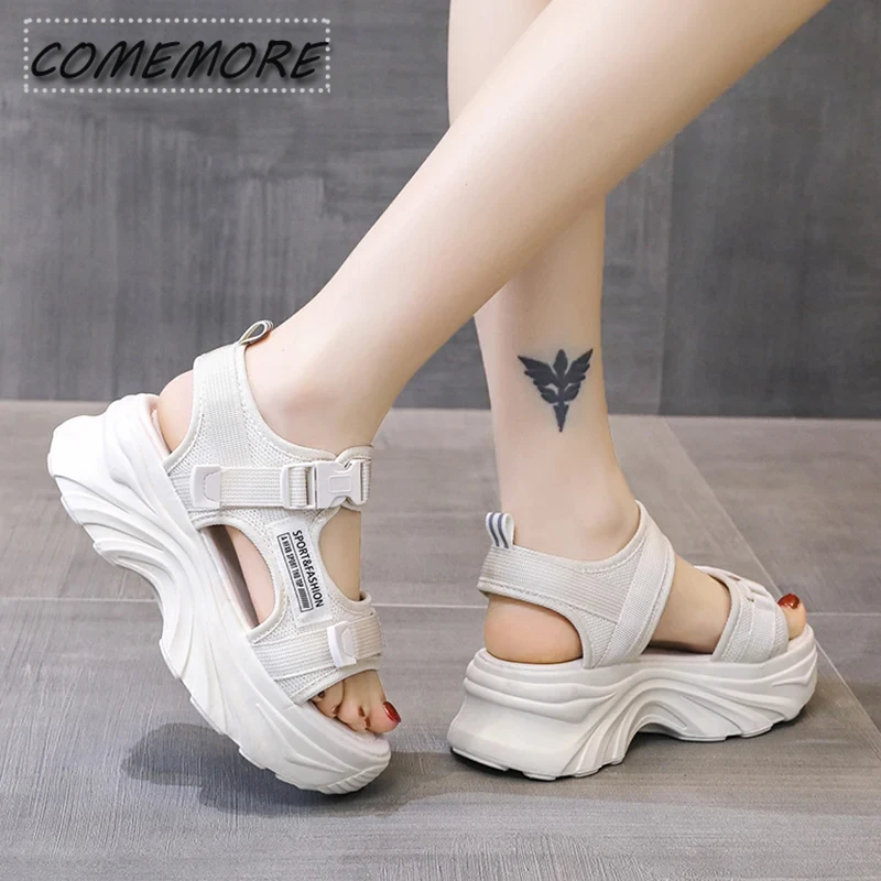 Summer Sandals for Women 2024 New Height Increasing Platform Slope Heel Fish Mouth Sandals Roman Shoes Casual Sneakers Shoes PU