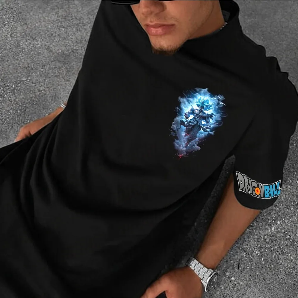 Dragon ball verão camiseta masculina anime japonês son goku outono dentro do menino crianças pai-filho moda tendência manga curta