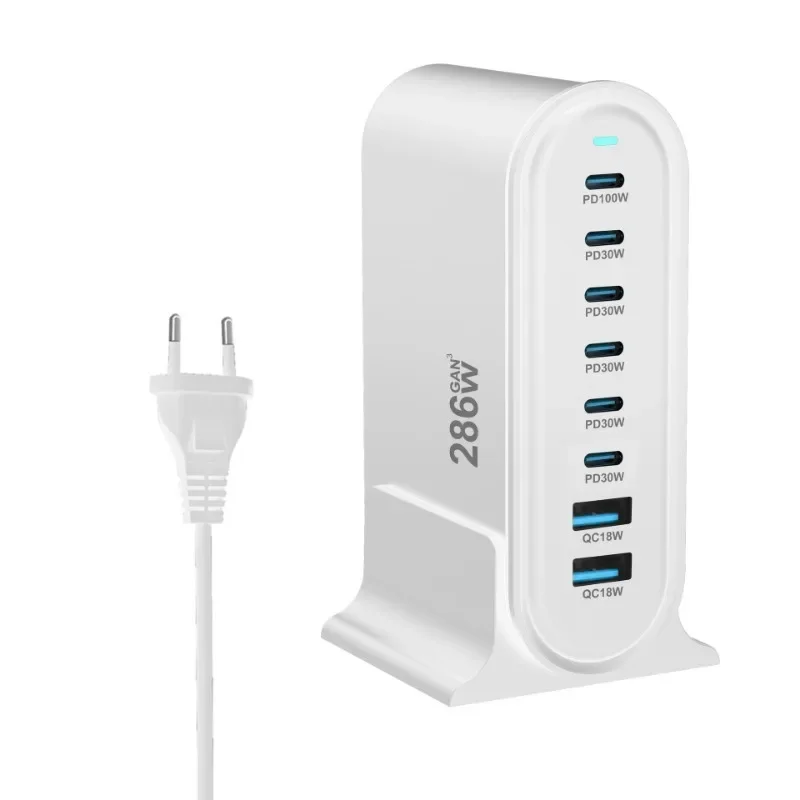 

286W Desktop 8-Ports USB Type C PD Charger Fast Charge 3.0 USB Type C 100W PPS Fast Charger Mobile USB Charger