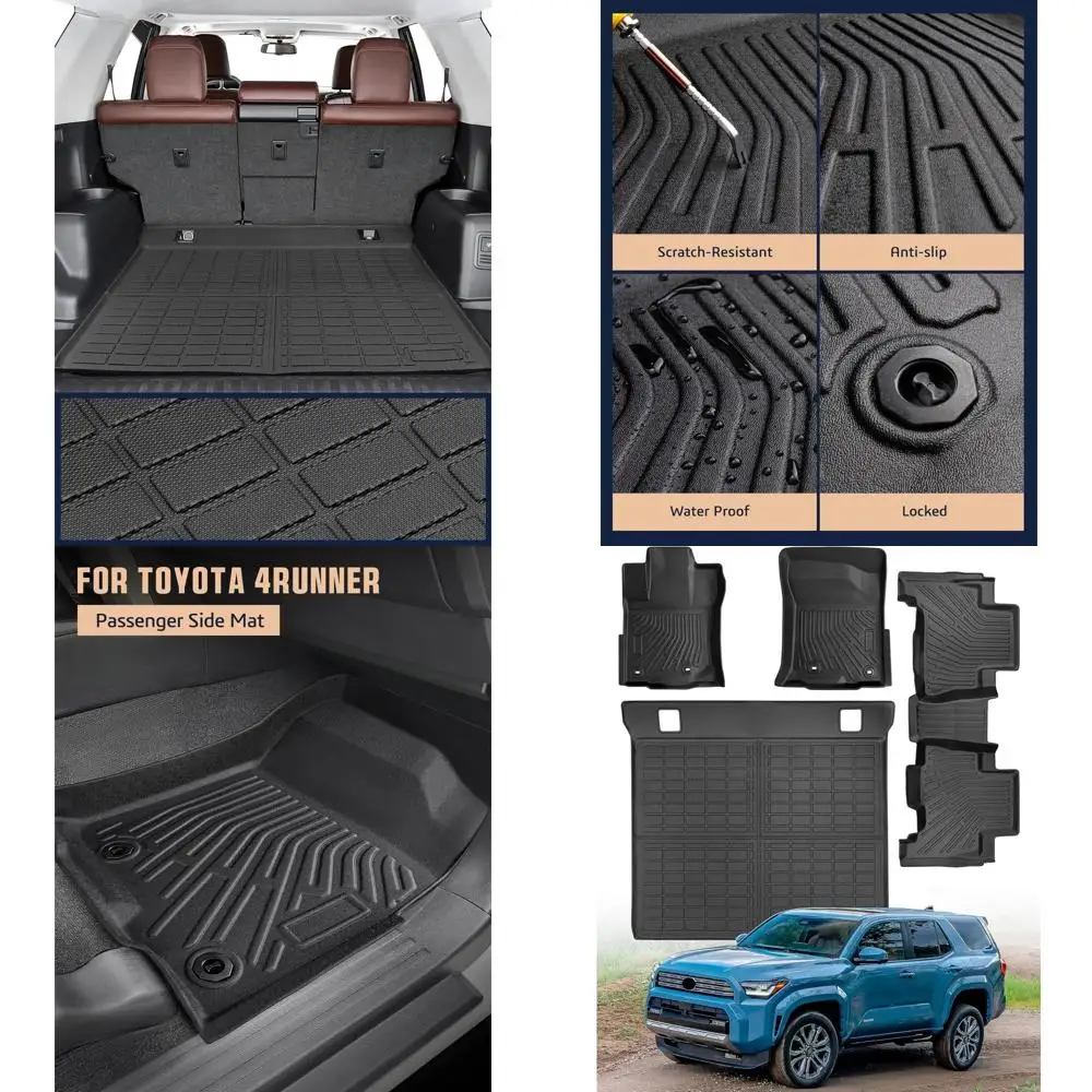 

Всепогодные напольные коврики для Toyota 4 Runner 2013–2024 гг. (только для 5 мест), полный комплект прочных грузовых вкладышей из ТПЭ и ковриков в багажник для L