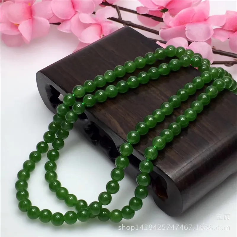 

Ожерелье из нефрита Хэтянь и Биджи, круглые нефритовые бусины Будды, браслет, цепочка для свитера