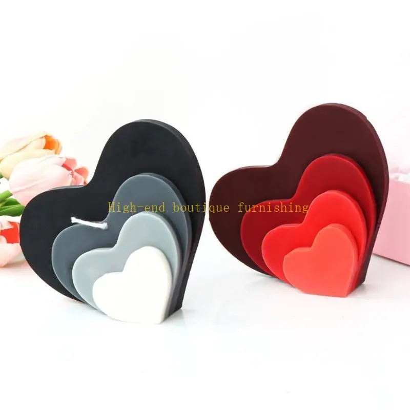 

L9NB Love Heart Resin Molds DIY Soap Fondant-Decor Heart Moulds