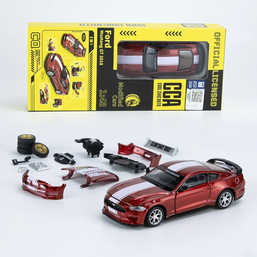 1/42 Ford Mustang GT Alloy Car model Assembled Version Diecasts Toy Vehicles Models Removable Boxed Children Toy Gifts For Boys