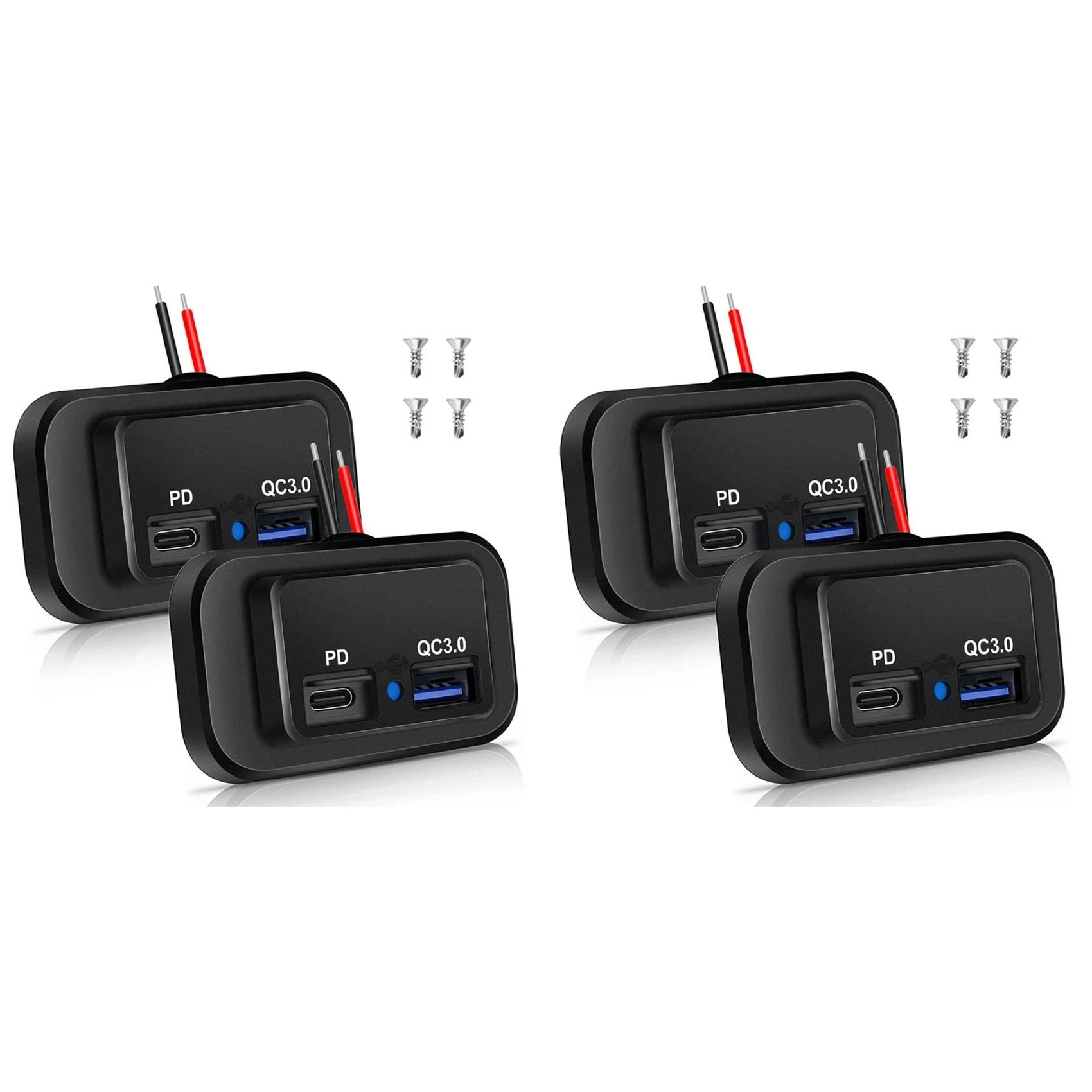 

4 шт. 12 В/24 В RV USB-розетка, двойной PD3.0 Type-C (USB C) и Быстрая зарядка QC3.0 USB-A порт крепление на Панели автомобильное USB-зарядное устройство