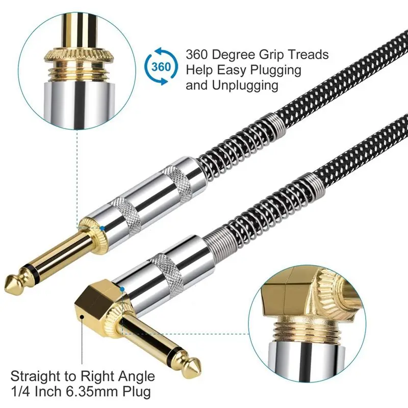 AYHF Gold Plating Microphone Audio Cable 6.35Mm Stereo Microphone Cable Mixer Extension Cable