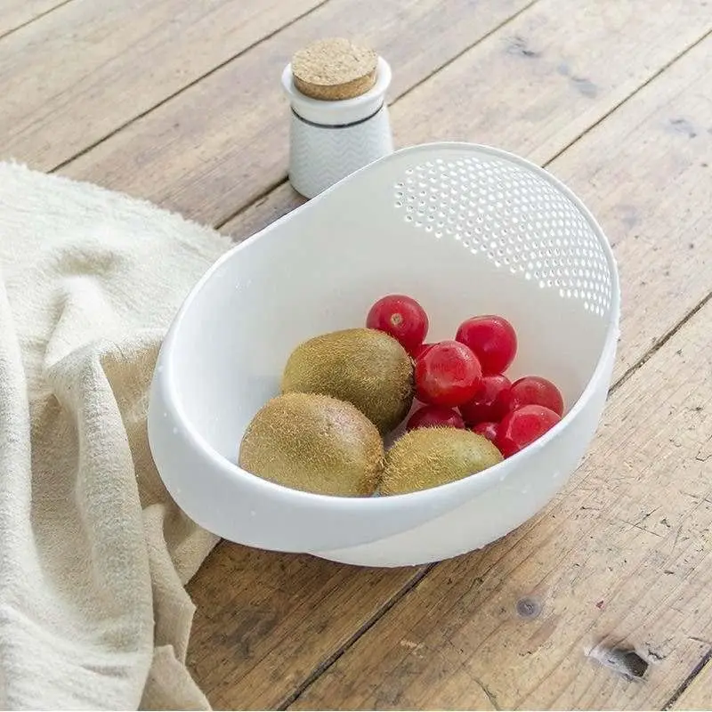 1pc 2-In-1 Rice Strainer, Beans Washer Strainers and Colanders - Washing Bowl for Vegetables and Fruits