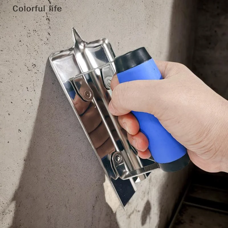 مجرفة تجصيص من الفولاذ المقاوم للصدأ متينة للغاية بمقبض مطاطي، مثالية للجدران الجافة والخرسانة