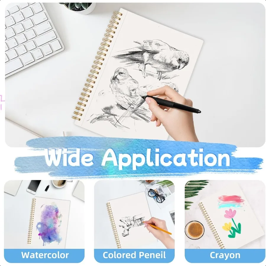 30 ورقة كراسة الرسم بالألوان المائية 5.5 × 8.5 بوصة ورق ألوان مائية بارد Pr 140lb 300gsm لوحة ألوان مائية حلزونية للبالغين Mi