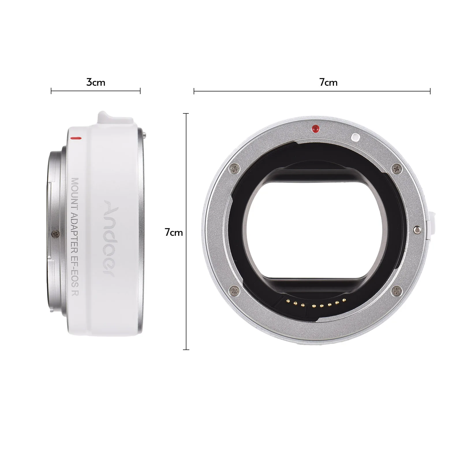 Andoer EF-EOS R Auto Focus Camera Lens Adapter Ring IS Image for Canon EF EF-S Lens to Canon EOS R RF  Full Frame Cameras White