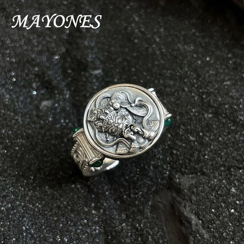 MAYONES 925 Sterling Silver Ring for Women's Zakiram Ethnic Style Open Personalized Ring Popular Jewelry