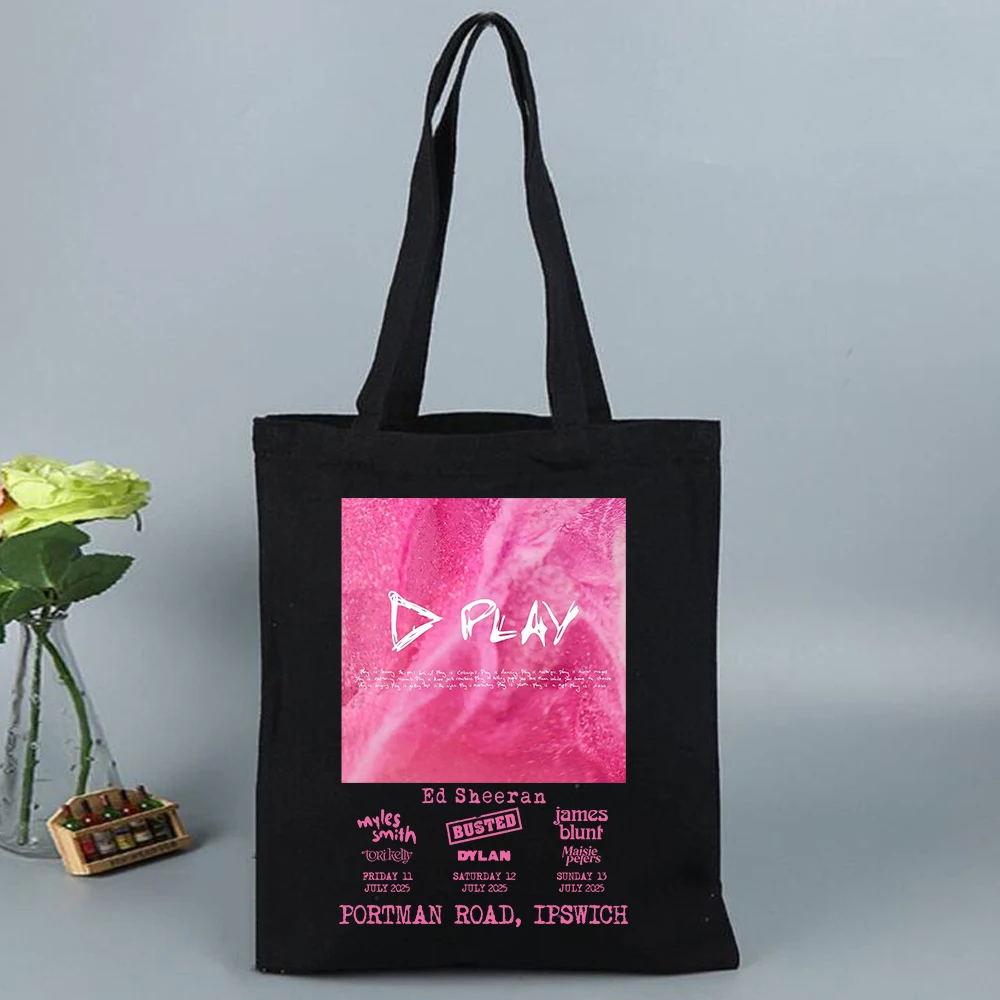 Ed Sheeran Play World Tour 2025 Shopping Bag Girl Fashion Canvas Shopper Tote Bags