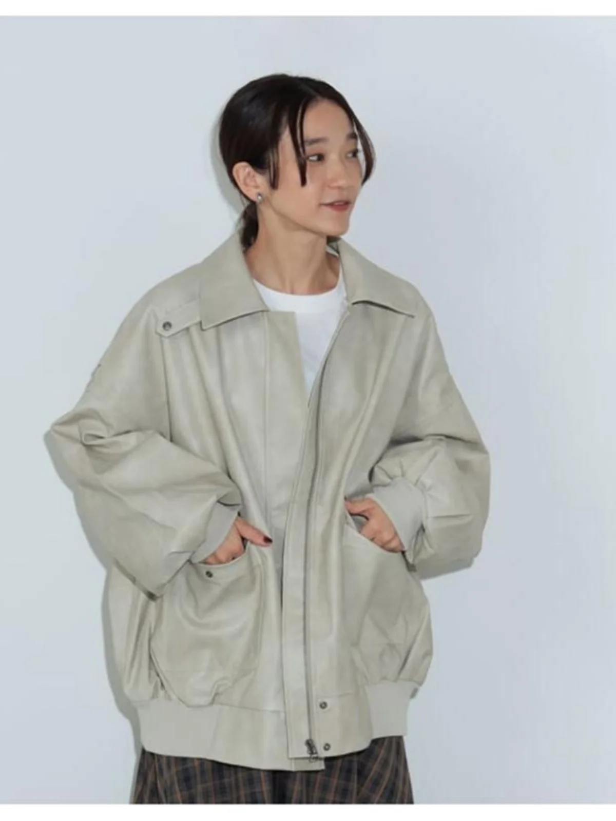 

Loose PU Leather Jaet Men's Motorcycle Sle Outerwear Warm Commute Faion Biker Coat ex Long Sve Zipper Closure