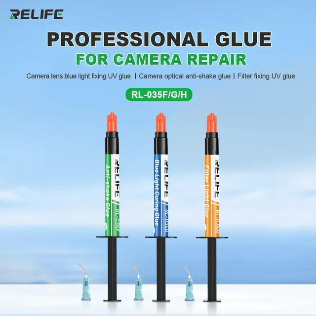 RELIFE RL-035F/G/H 5ML Klej przeciwwstrząsowy/Klej utwardzany światłem niebieskim/Klej światła filtrującego do naprawy aparatu Naprawa kleju UV