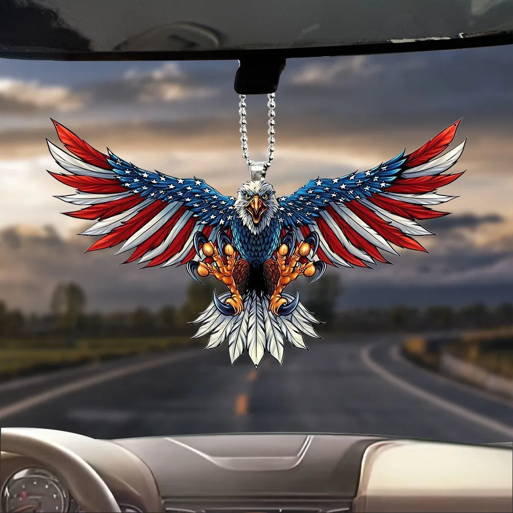2D Acrylic The US American flag eagle KeyChain Handmade Souvenir Key Ring Gifts