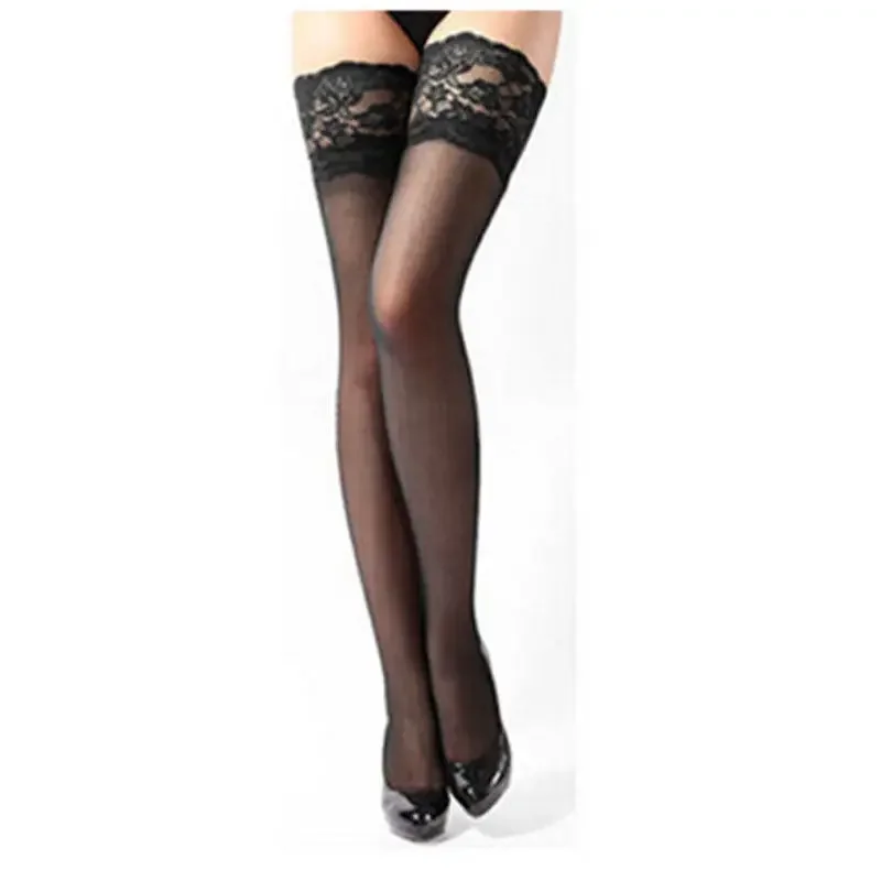 Newest Trendy Women Girls Sexy Solid Sheer Lace Silk Fashion Stocking Top Stay Up Thigh High Hold-ups Stockings Hot Sale