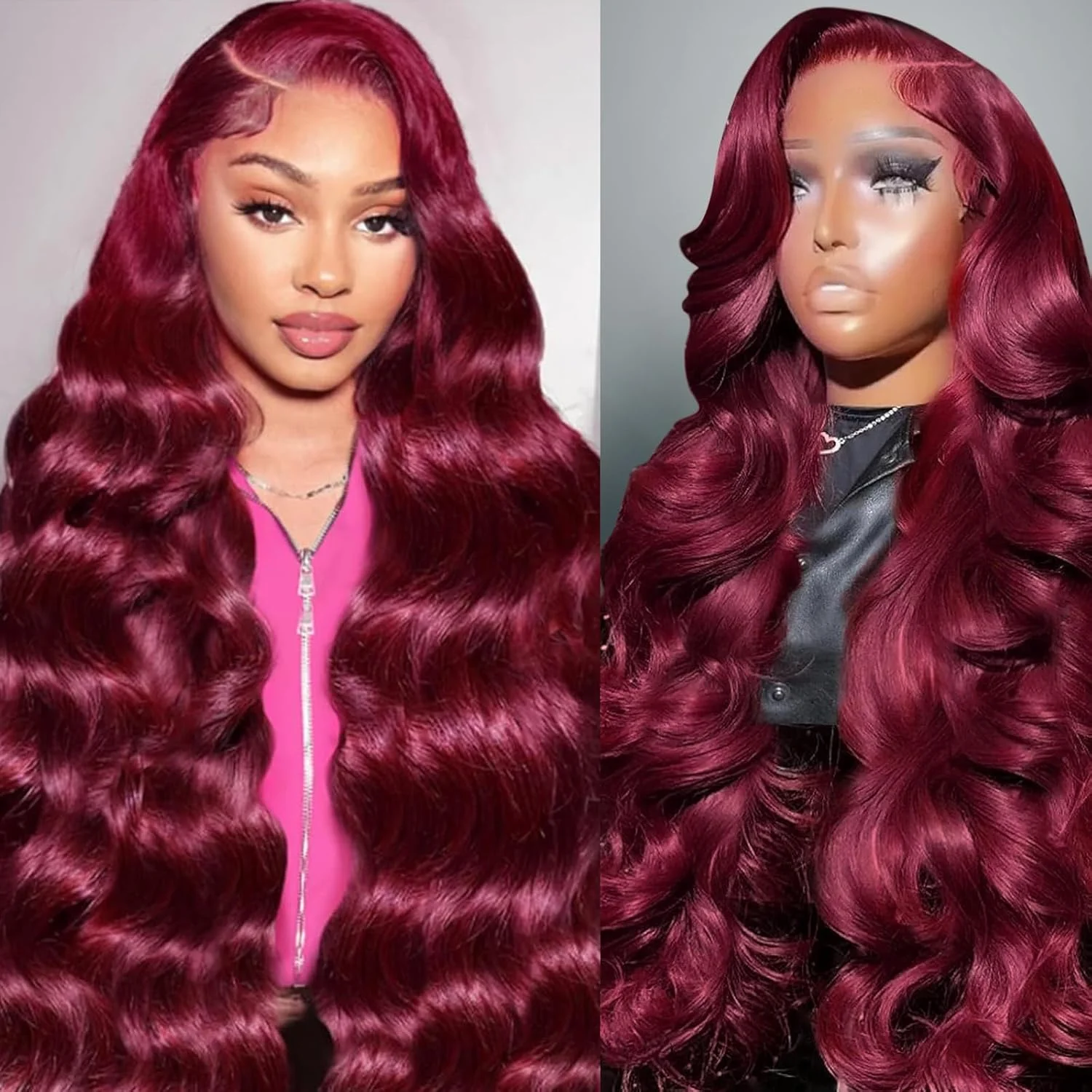 

99J Бордовый Парик Фронта Шнурка 13x6 Объемная Волна Парики Фронта Шнурка Человеческих Волос HD Прозрачный Предварительно Сорванный 99j Красный Цветной Парик Шнурка