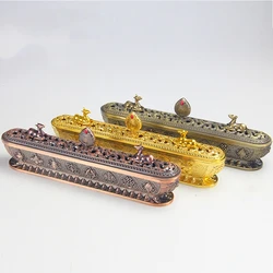 Lying Incense Burner Eight Auspicious Six Words True Speech Copper Alloy Thread Incense Box DIY Zen Tea Ceremony Ornaments