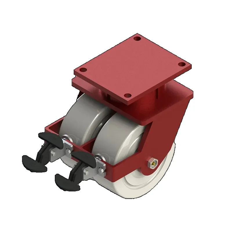 8 inch super heavy duty diameter 200mm MC nylon rotary brake caster load 3500kgs red double wheel