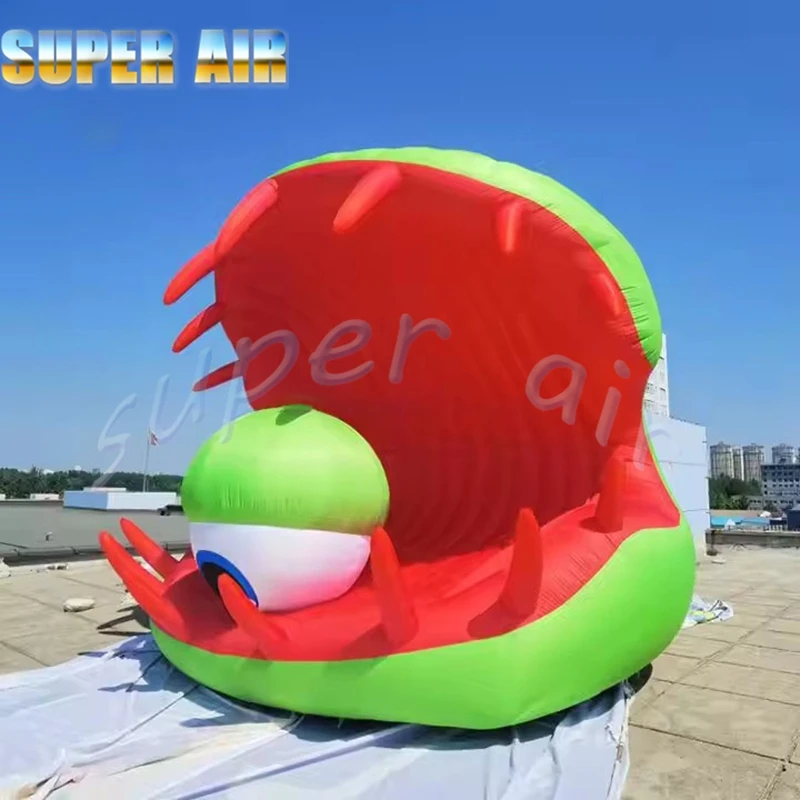 Monstruo inflable de boca grande con personaje de dibujos animados súper aire con globo ocular para fiesta de Halloween