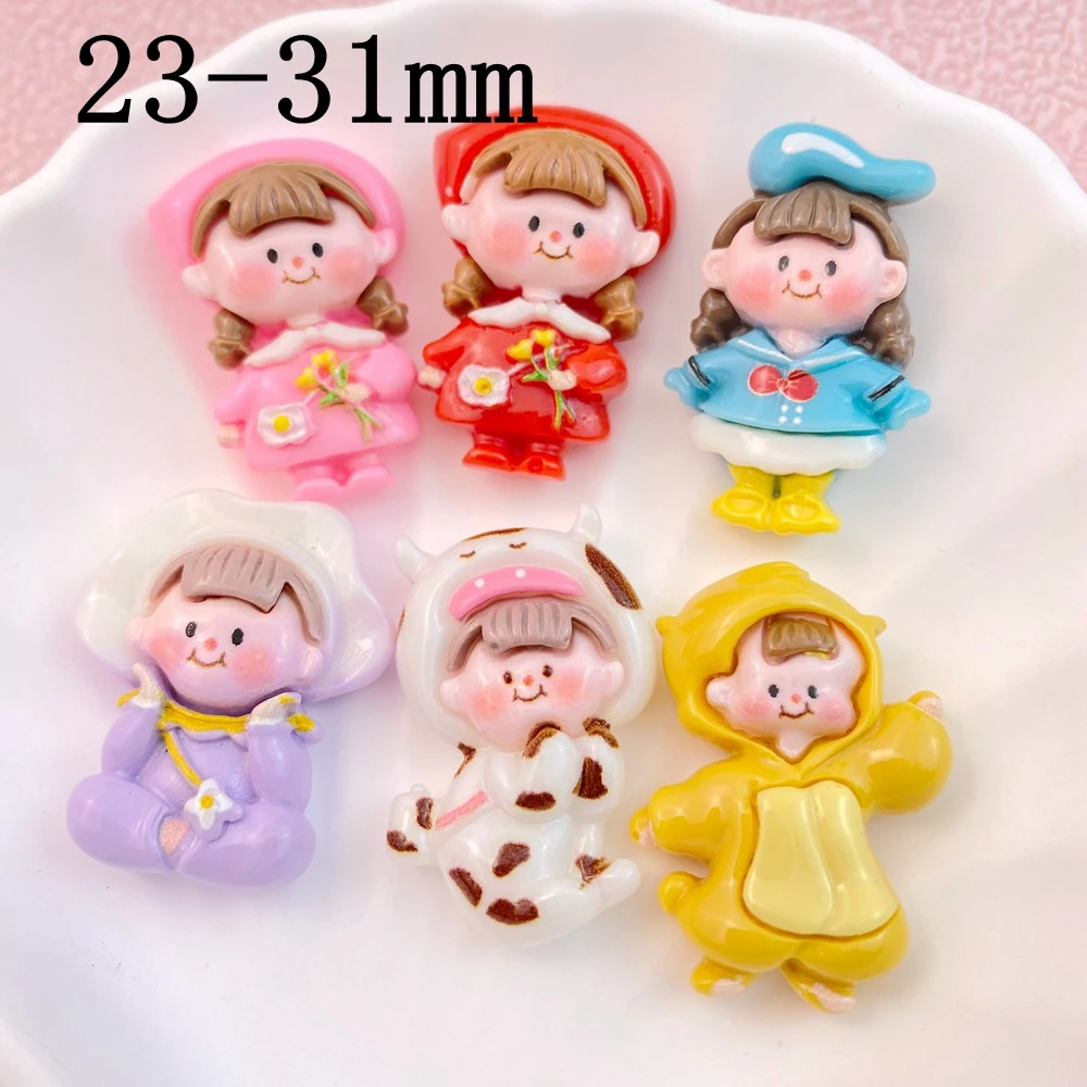 10 Pcs New Cute Bright Cartoon Pajama Girls Collection Resin Clip Book DIY Jewelry Hairpin Headrope Decoration Craft