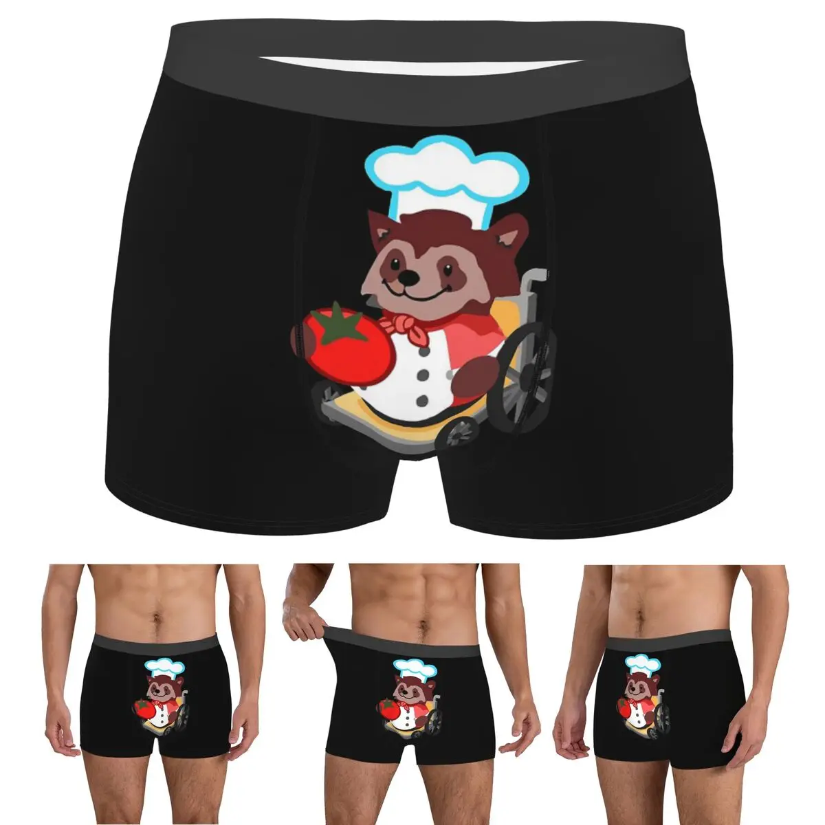 

Boxer Underpants Shorts Cute Overcooked Wheelchair Raccoon Chef Gift Panties Male Ventilate Underwear Homme Man Boyfriend Gift