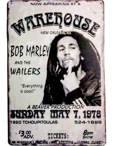 Bob Wailers Vintage Concert Metal Sign 70s Reggae Music Tin