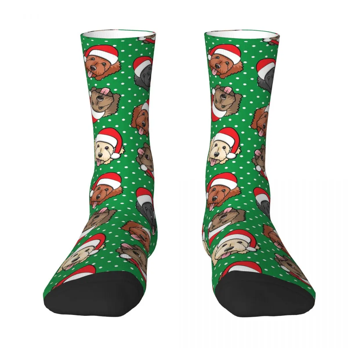 

Christmas Doodles - Goldendoodles On Polka Dots Socks Harajuku Stockings All Season Long Socks Accessories for Unisex Gifts