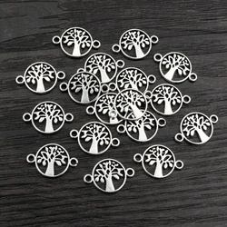 50pcs 18x12mm Antique Silver Plated Tree Charms Pendant  Double Loops DIY Jewelry Making Findings For Necklace Bracelet