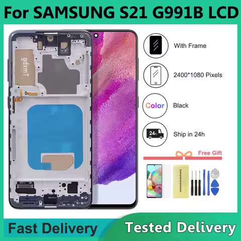 S21 5G Display With Frame Assembly For Samsung S21 5G G991F G991U G991 Display Touch Screen Digitizer Replace Parts