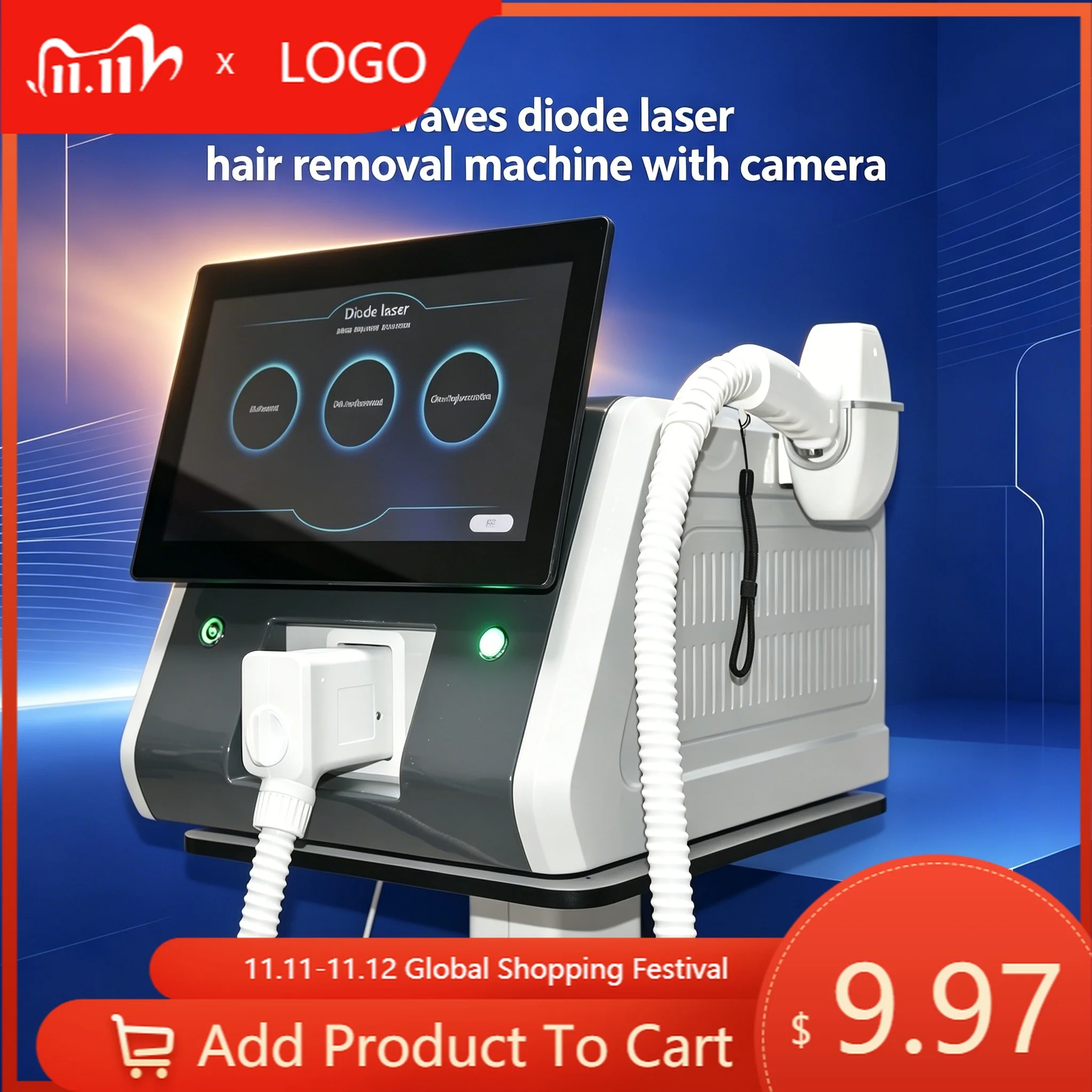 Portable 4 Wave 755 808 940 1064nm Diode  Hair Removal  Analysis Commercial Home