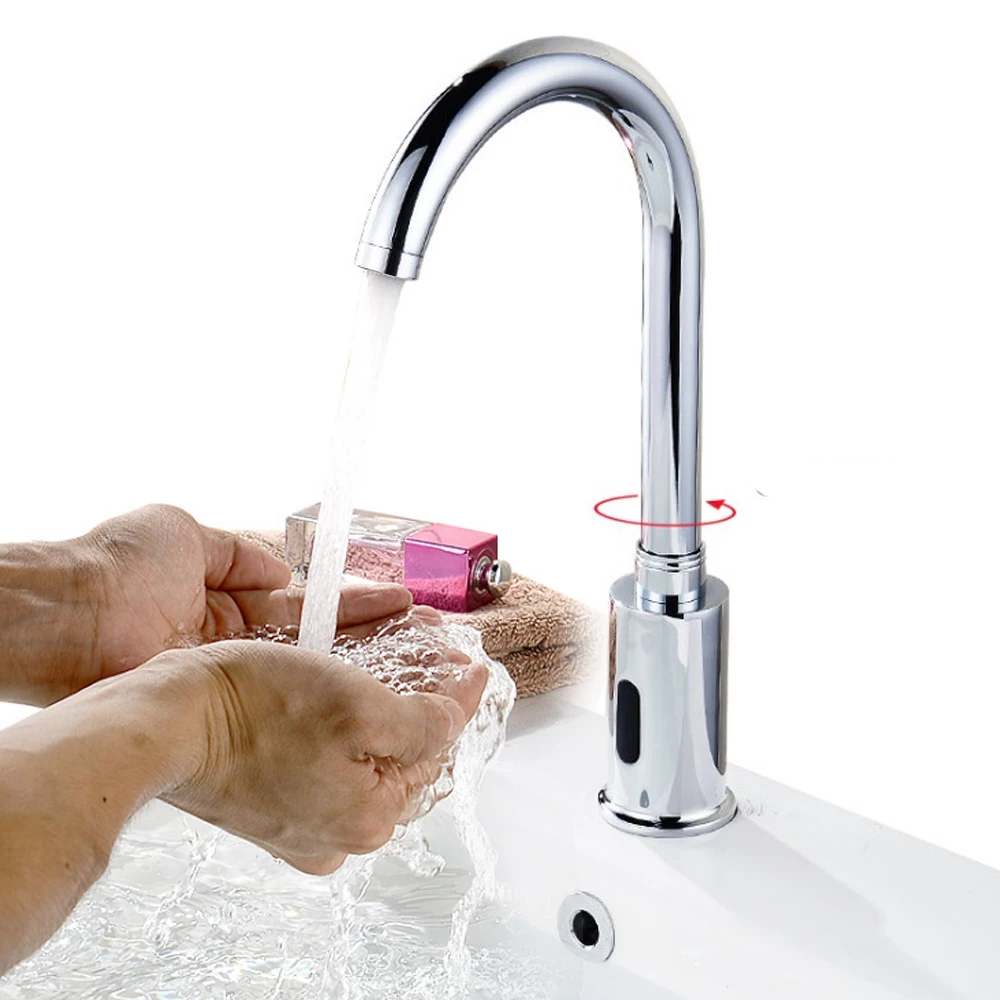 

Китайский поставщик с одним отверстием для мытья воды, хромированная латунь, бесконтактный датчик, автоматический смеситель для унитаза для раковины в ванной комнате