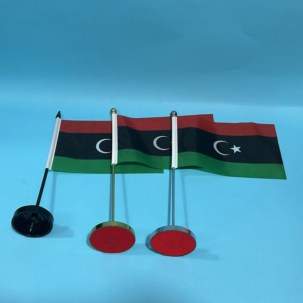 (SKY FLAG)Office Desk small Flag Of Libya flag 14x21cm polyester Libya National Flag Country Banner Desk Ornaments Flags