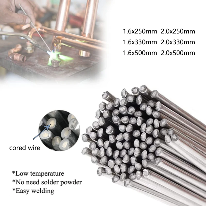 5-10pcs 1.6/2.0mm Low Temperature Easy Melt Aluminum Universal Welding Rod Cored Wire Rod Solder No Need Solder Powder Weld Bar