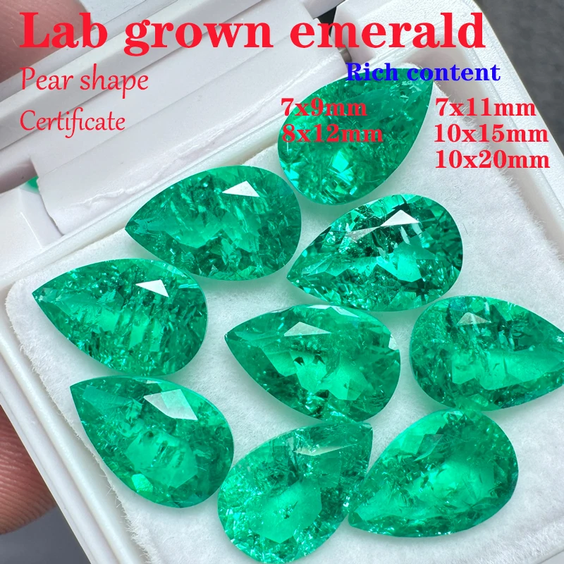 

Top Colombia Emerald Pear Shape Rich Content Lab Grown Stones Charms for Jewelry Making Natural Colour Extremely Shiny Wholesale