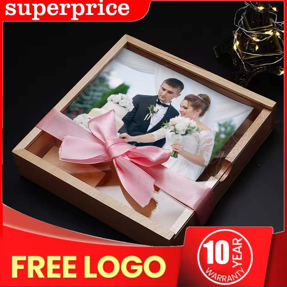 

USB-флешка с логотипом 2.0, 64 ГБ, для фотостудий, свадебный подарок, высококачественная флешка в деревянной коробке, акриловая флешка 32 ГБ