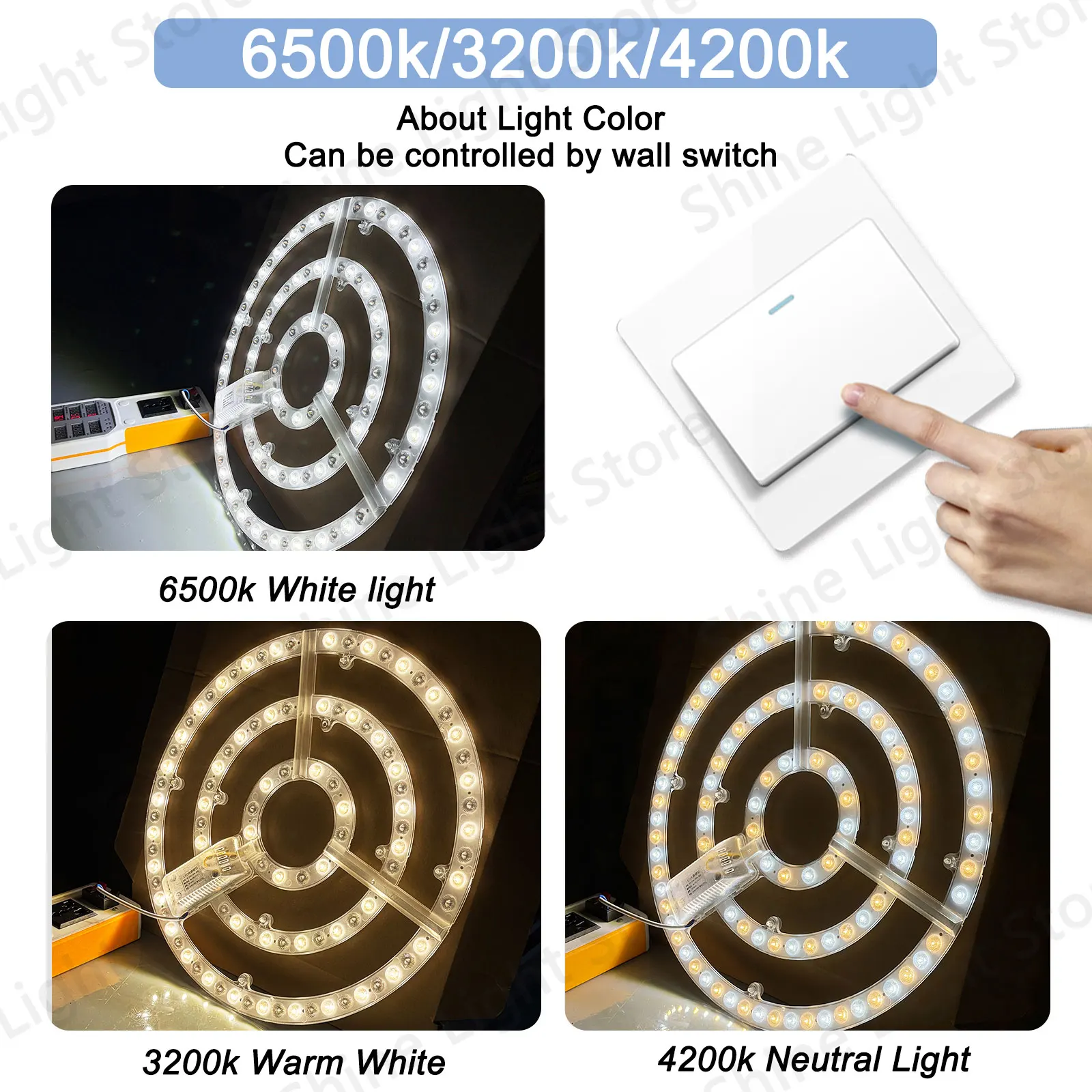 2pcs Led Panel Ceiling Light Replacement Led Module 100W Round Circle Light Panel Board 6500K/4200K Module For Ceiling Fan