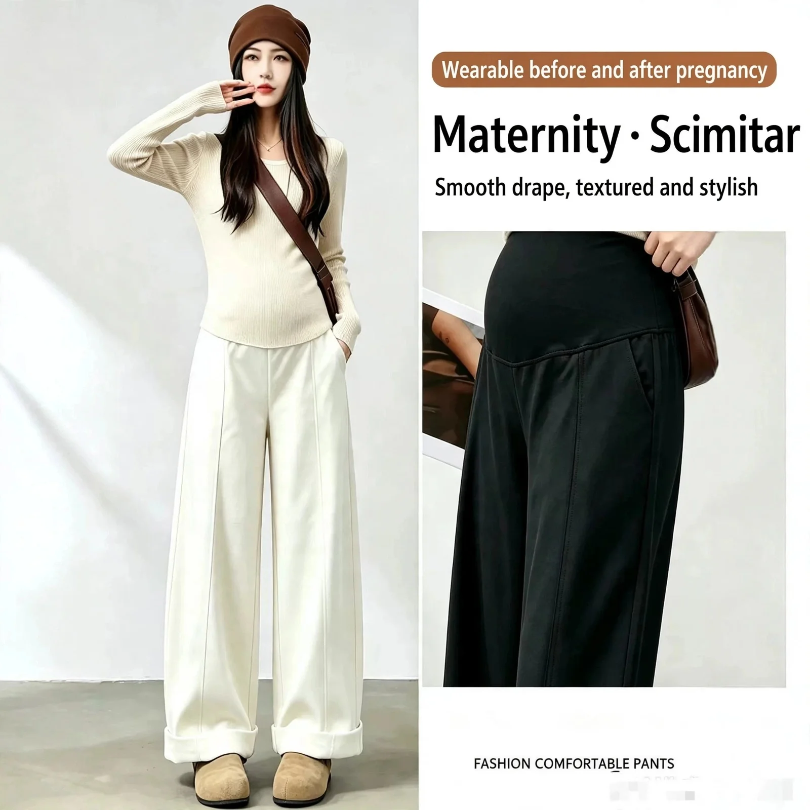 Maternity Maternity Pants Adjustable Wide Leg High Waist Seamless Casual Straight Trousers Pregnant Women Autumn Spring Daily Wear Home - Aliexpress Deal