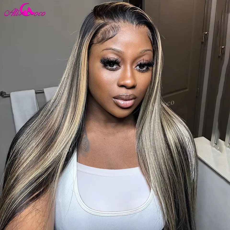 

Highlight P1B/27 Wig Human Hair 13X4 13x6 Straight Hair Lace Frontal Human Hair Brazilian Transparent Lace Pre Plucked For Women