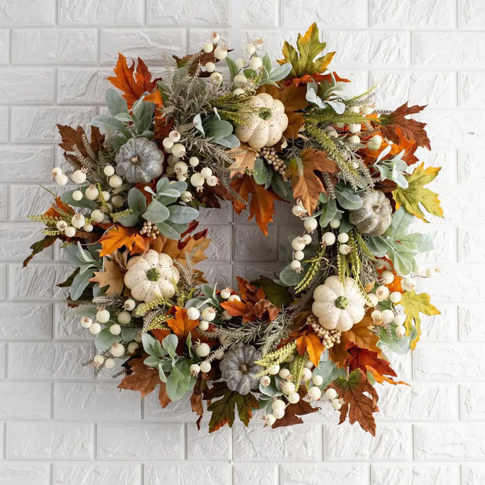 Couronne d'automne, citrouilles artificielles, couronnes de Thanksgiving, décoration murale et pour cheminée