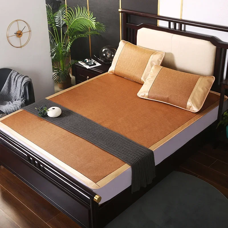 Cold Mat Rattan Mat Three Piece Set Double Bed Foldable Student Dormitory Air Conditioning Ice Mat
