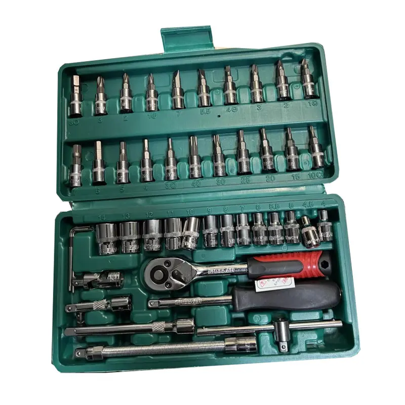 

Набор инструментов для авторемонта: торцевые ключи, трещотка, комбинированный набор для ремонта автомобилей, 46 предметов/коробка